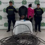 Capturados con 150 metros de cable robado. Foto: Alcaldía de Bucaramanga